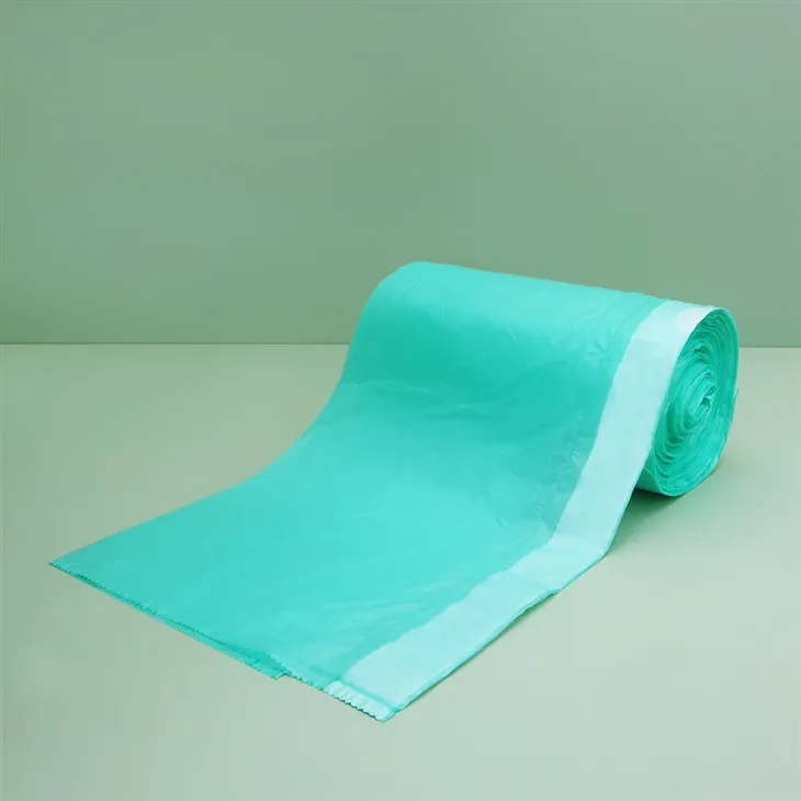 Rolled staggered and overlapping drawstring garbage bags