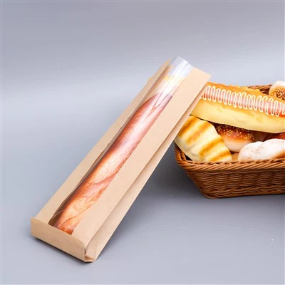 Bolsa de embalaje de ventana de baguette de papel Kraft